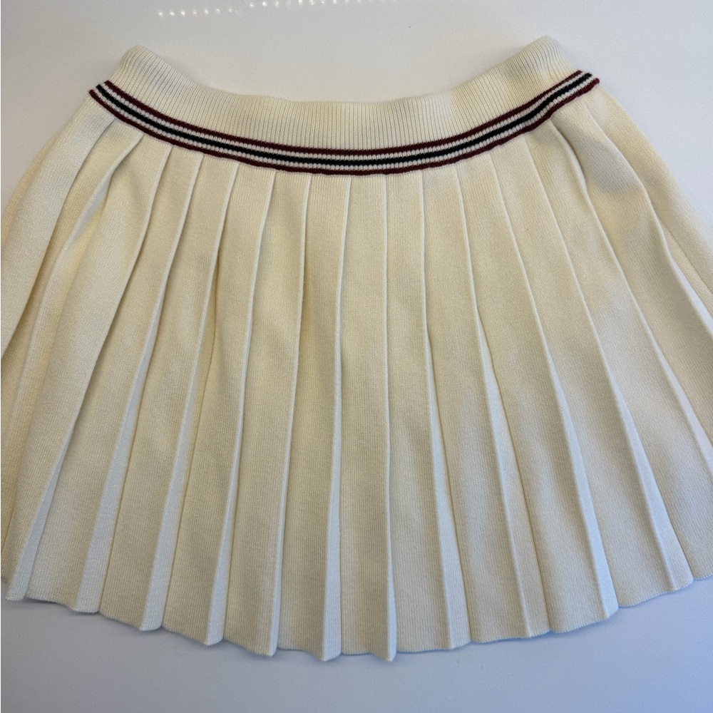 CIDER Pleated Knit Mini Skirt – Size S – Cream / Ivory - Picture 6 of 6